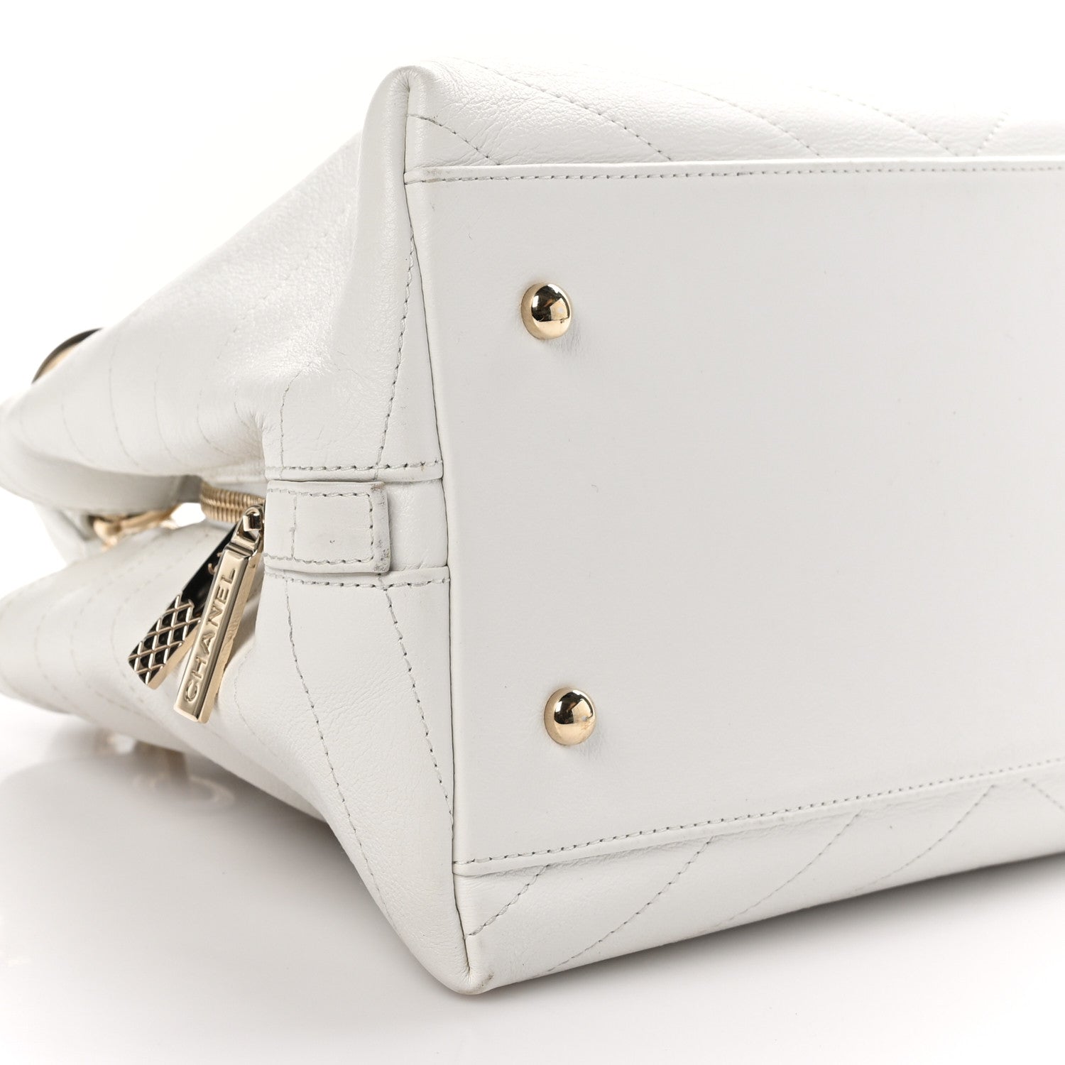 Chanel Calfskin Stitched Large Chevron Chic Shopping Bag White 11 of 12