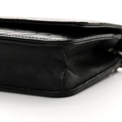 Chanel Lambskin Camellia Embossed Wallet on Chain WOC Black 11 of 15