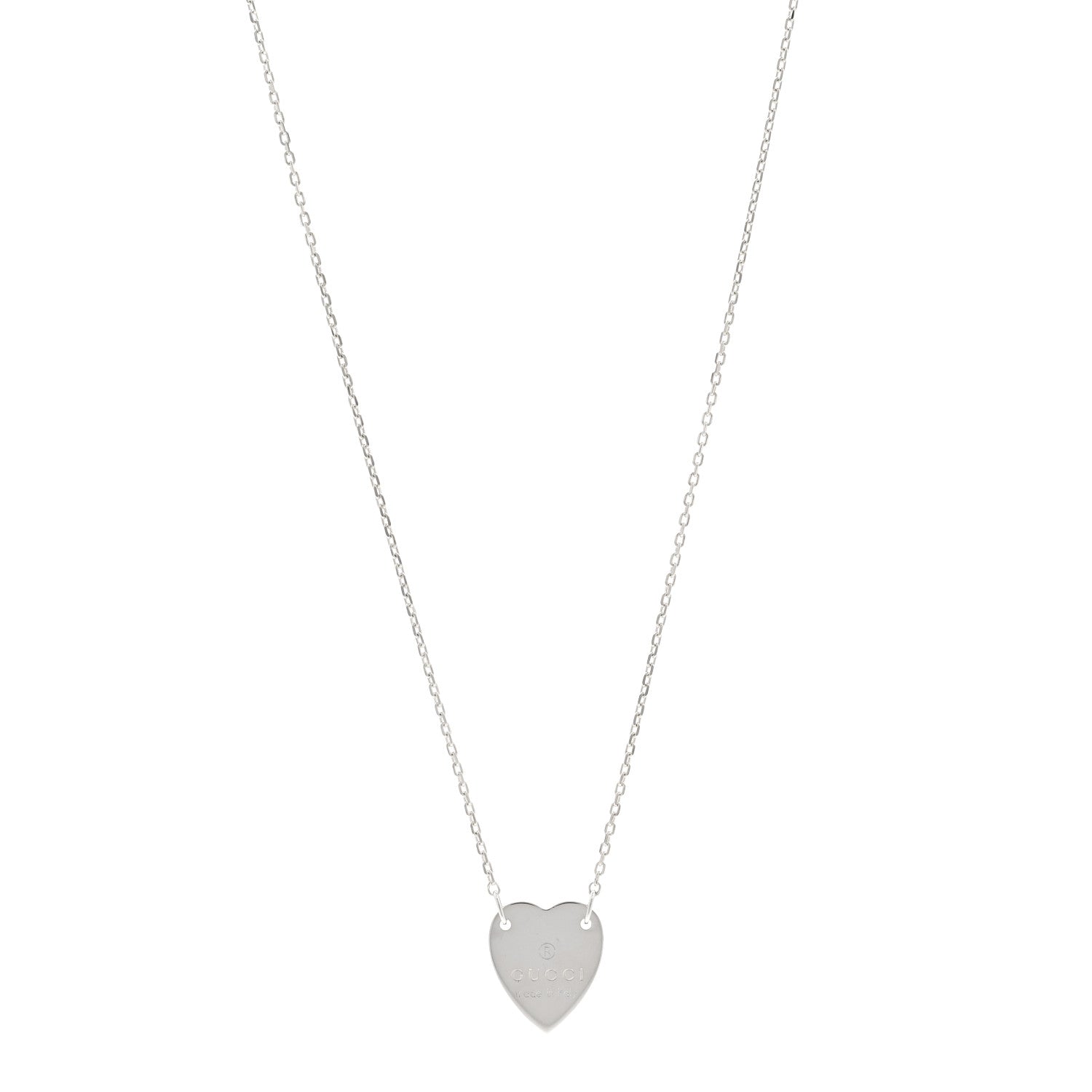 Gucci Sterling Silver Trademark Heart Pendant Necklace 1 of 5