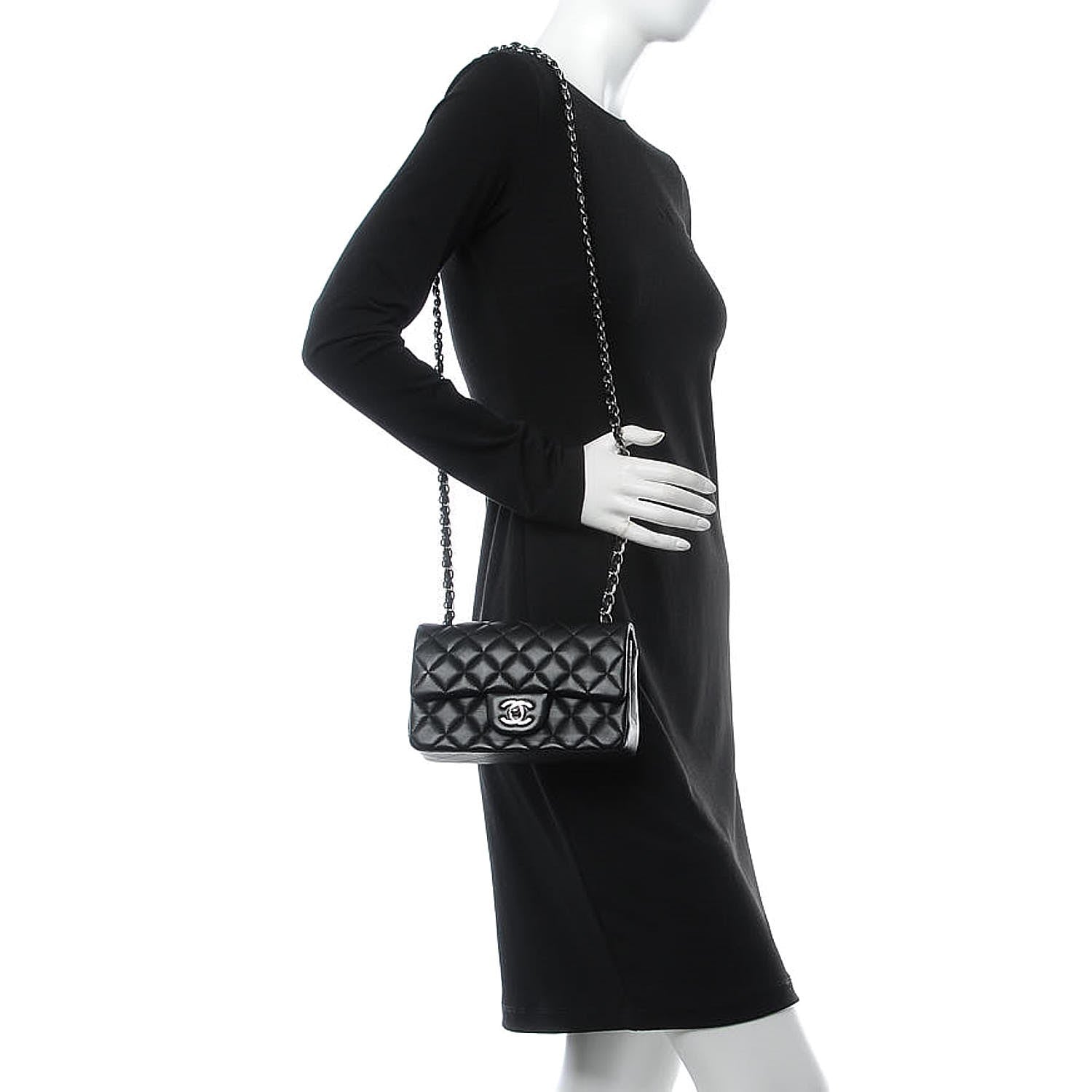 Chanel Lambskin Quilted Mini Rectangular Flap Black 2 of 7