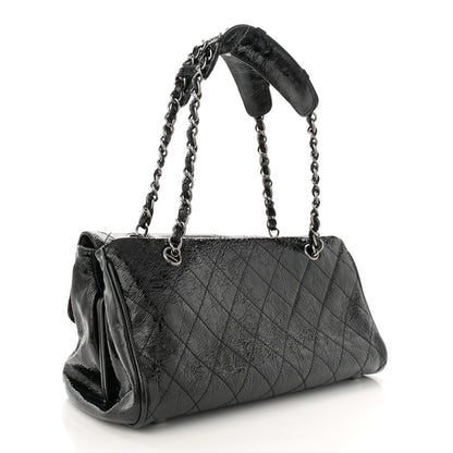 Chanel Distressed Patent Quilted Small Ritz Flap Bag Black 3 of 11