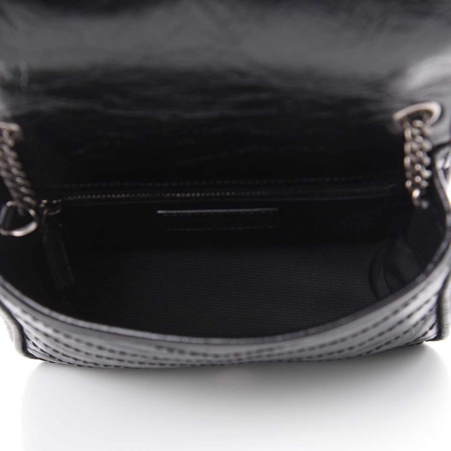 Crinkled Calfskin Matelasse Monogram Niki Chain Wallet Black