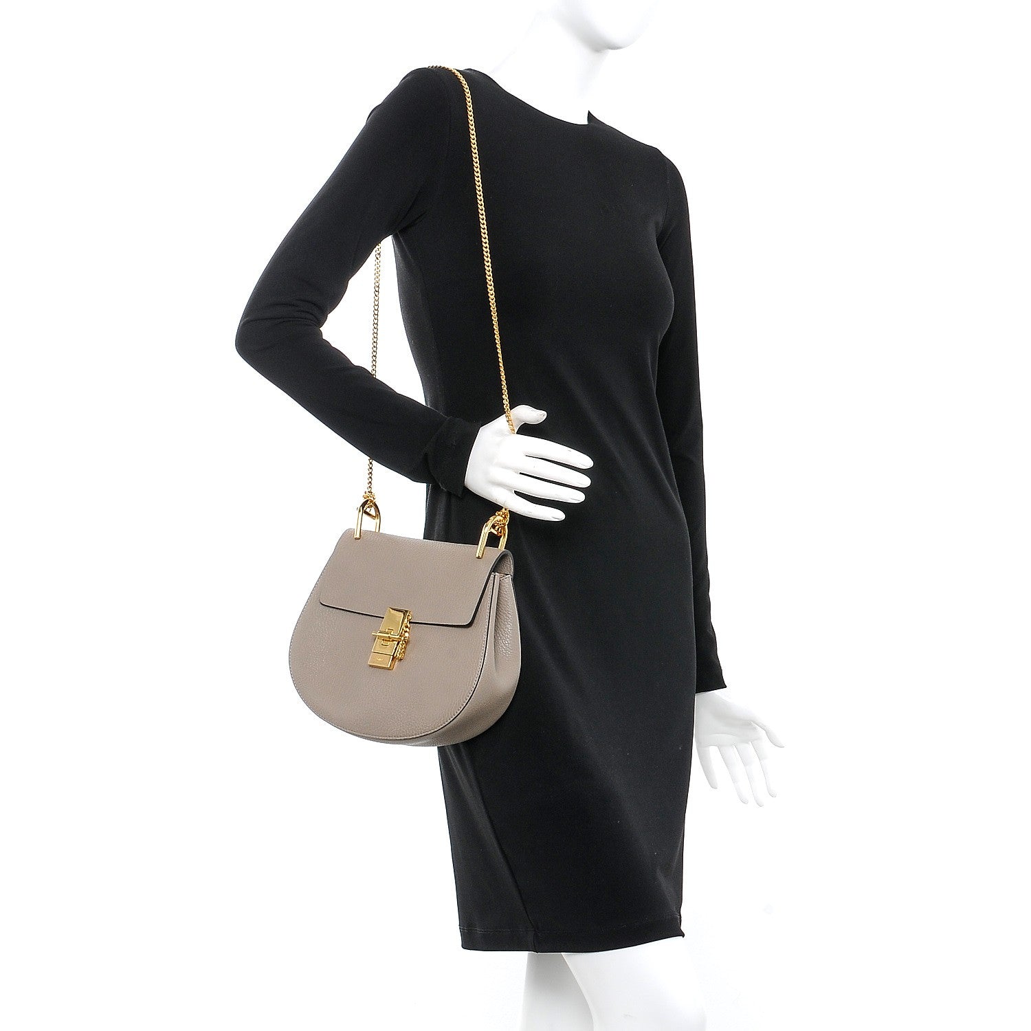 Chloe Grained Lambskin Drew Shoulder Bag Motty Grey 2 of 7