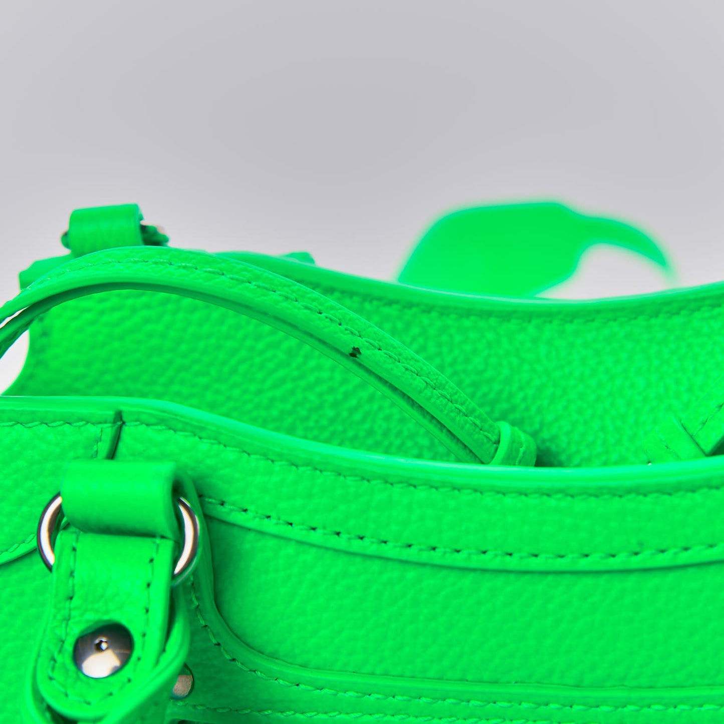 Grained Calfskin Neo Classic Silver Hardware Mini City Fluo Green