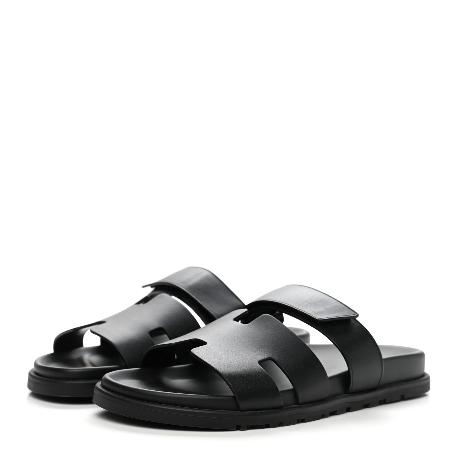 Hermes Calfskin Mens Chypre Sandals 41 Black 3 of 9
