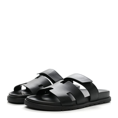 Hermes Calfskin Mens Chypre Sandals 41 Black 3 of 9