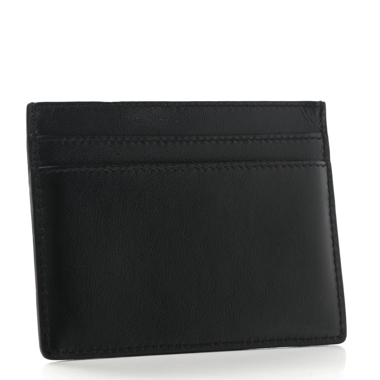 Calfskin Studded Monogram Credit Card Case Black