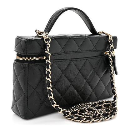 Chanel Caviar Quilted Top Handle Slim Vanity With Chain Black 4 of 19