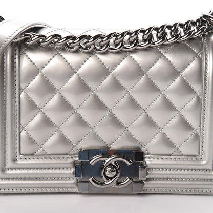 Chanel Metallic Patent Calfskin Quilted Small Boy Flap Silver 12 of 12