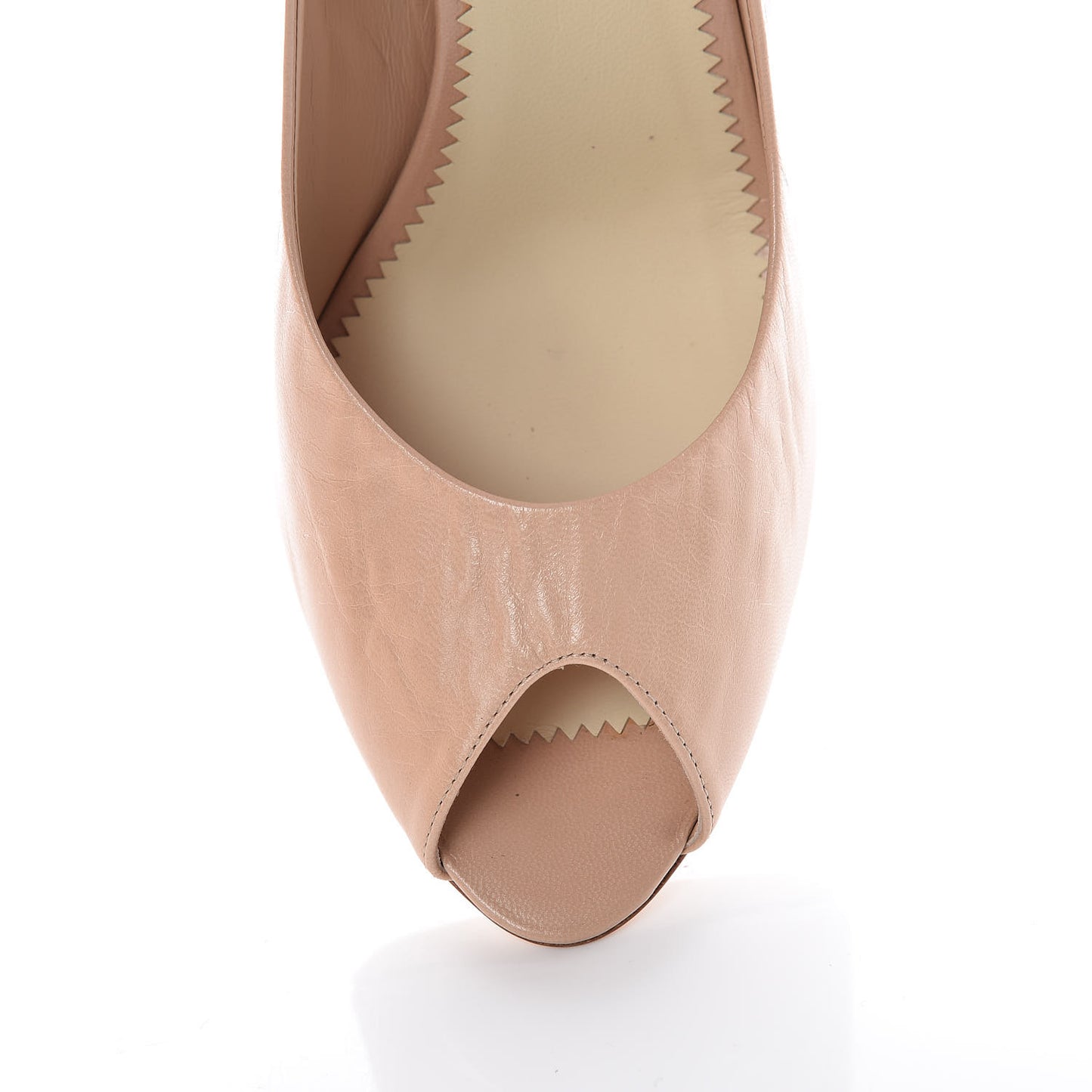 Lambskin Pearl Peep Toe Pumps 39.5 Beige Clair