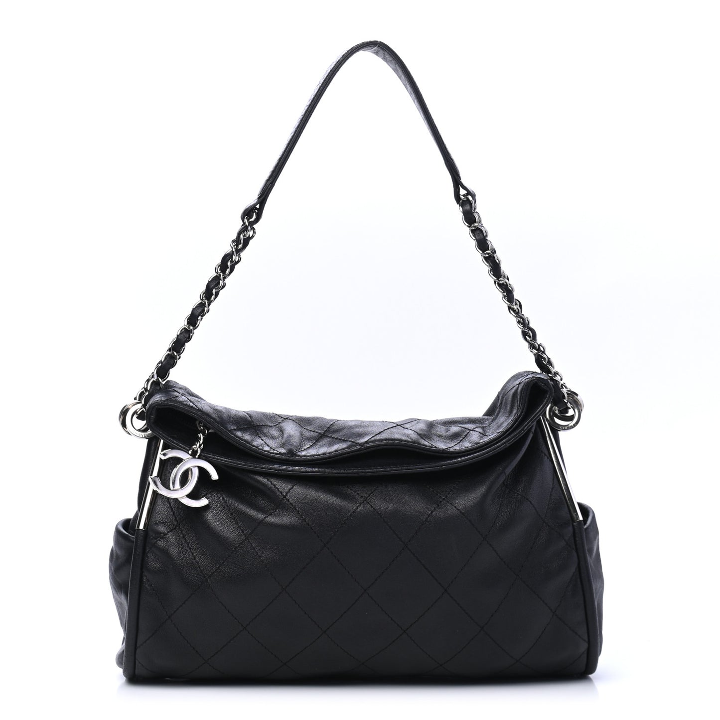 Lambskin Stitched Medium Ultimate Soft Tote Black