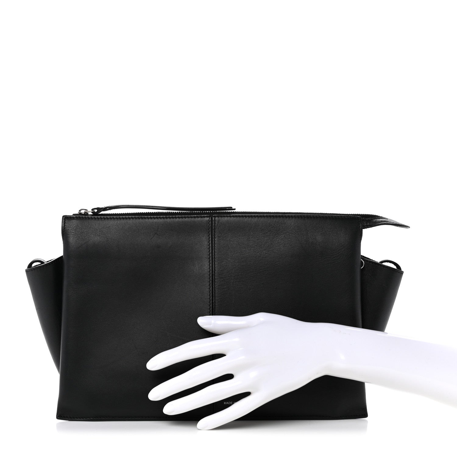 Celine Smooth Calfskin Tri-Fold Clutch on Chain Black 2 of 9