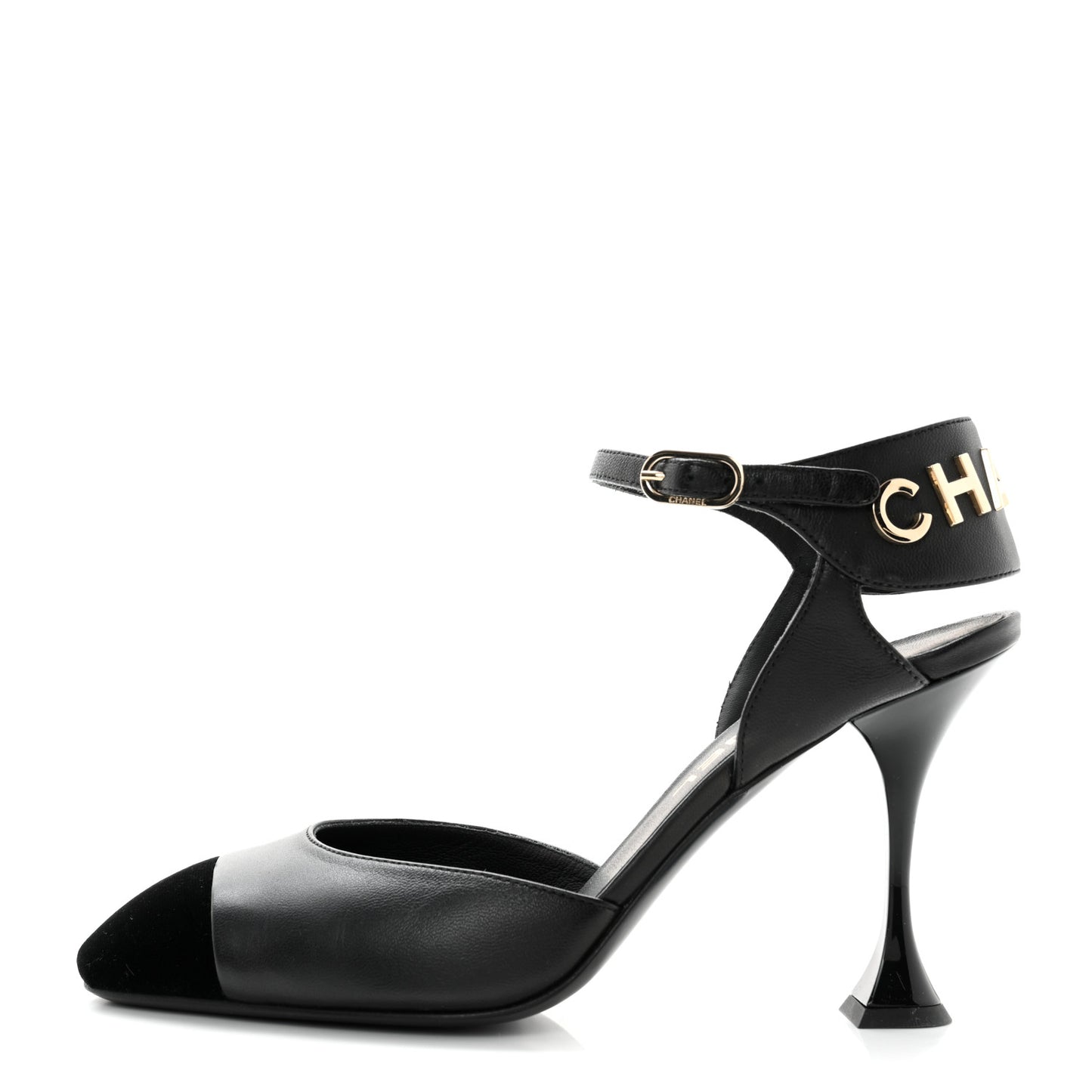 Lambskin Velvet Cap Toe Logo Pumps 37.5 Black