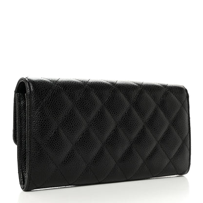 Chanel Caviar Quilted Large Gusset Flap Wallet Black 3 of 9