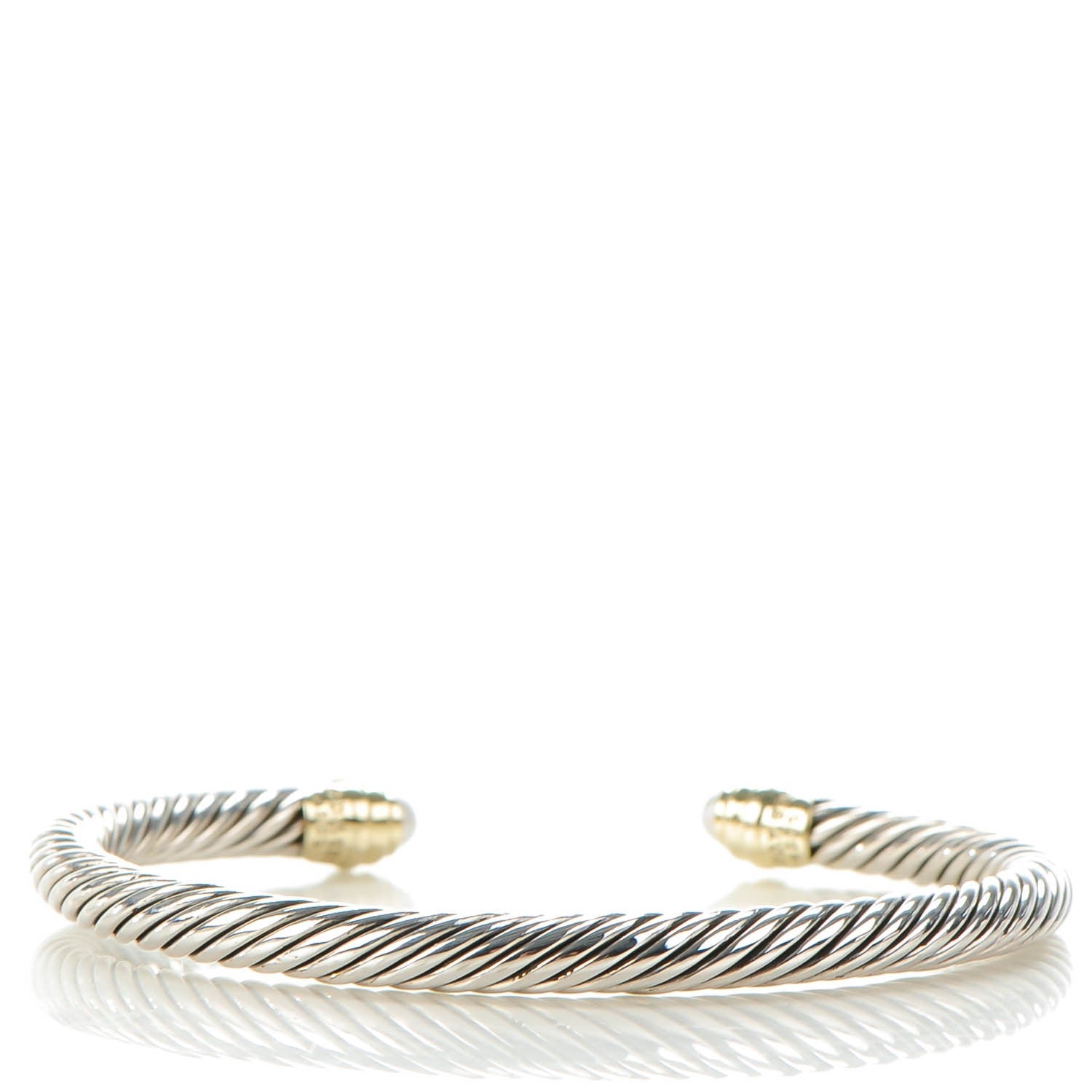 David Yurman Sterling Silver 14K Yellow Gold Pearl 5mm Cable Classics Bracelet 3 of 5