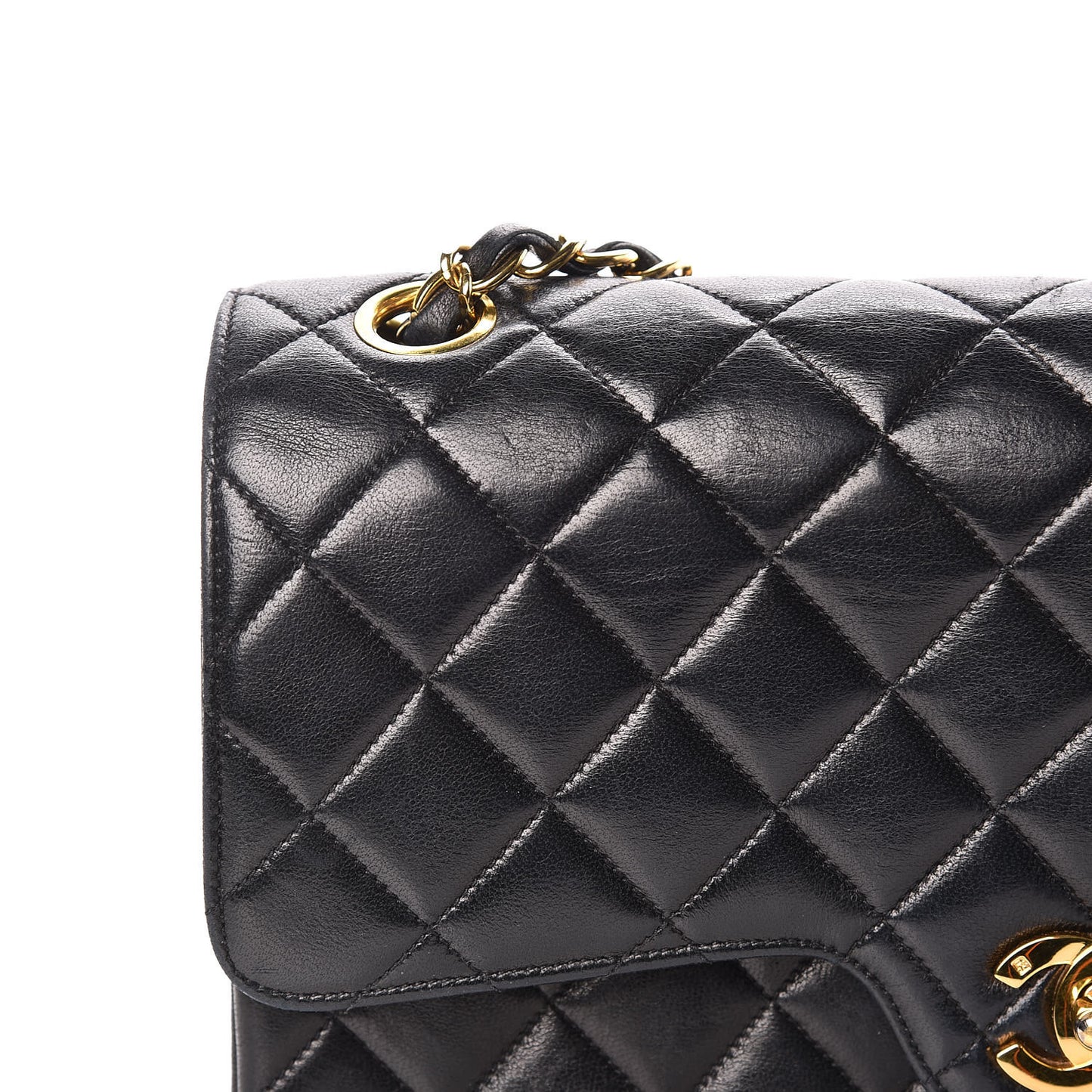 Lambskin Quilted Medium Double Flap Black