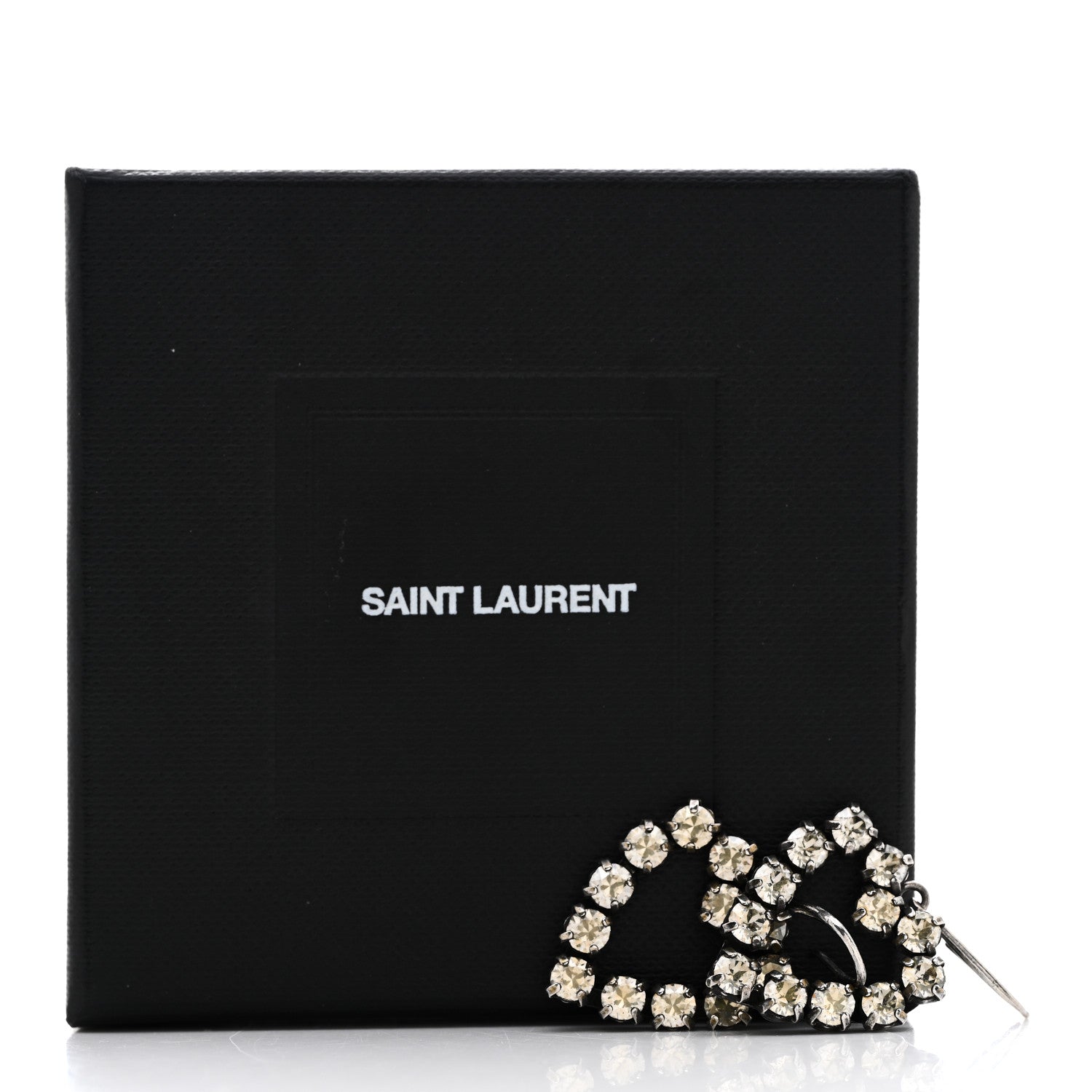 Saint Laurent Crystal Heart Drop Earrings Silver 5 of 5