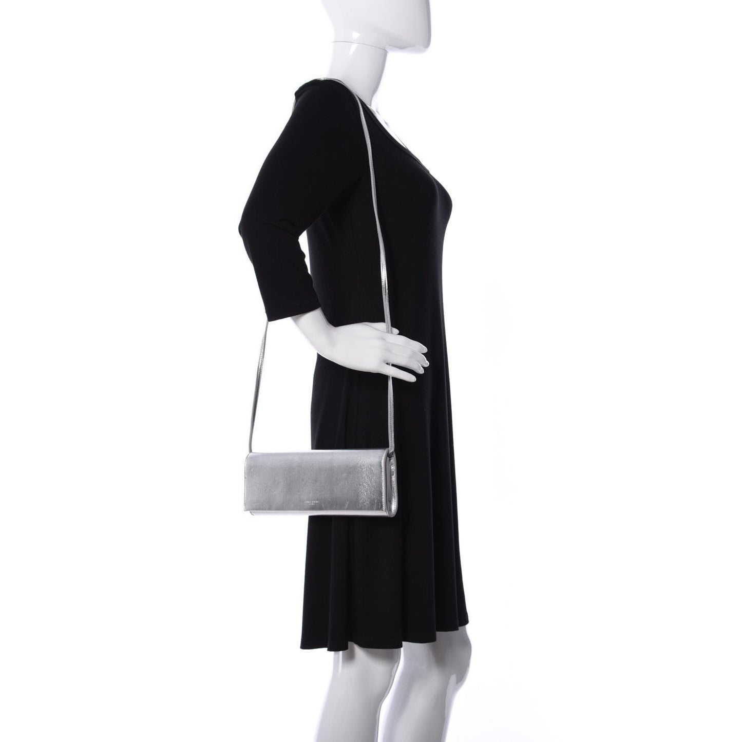 Metallic Nappa Silk Fetiche Clutch Argento