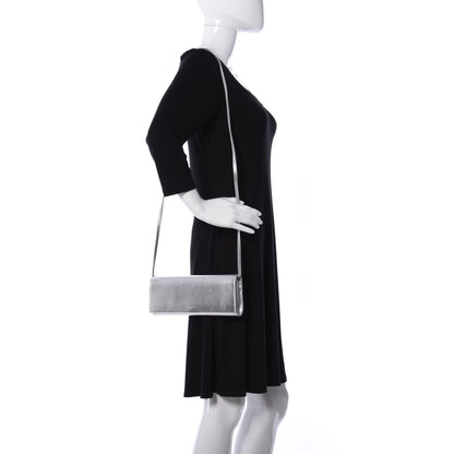 Saint Laurent Metallic Nappa Silk Fetiche Clutch Argento 2 of 9