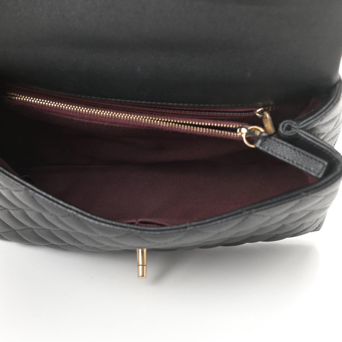 Caviar Quilted Small Coco Handle Flap Black