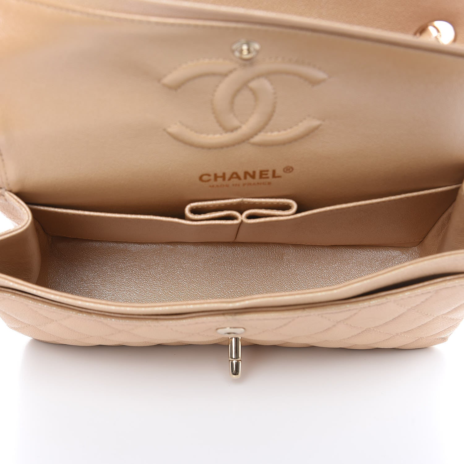 Chanel Iridescent Caviar Quilted Small Double Flap Beige 5 of 9
