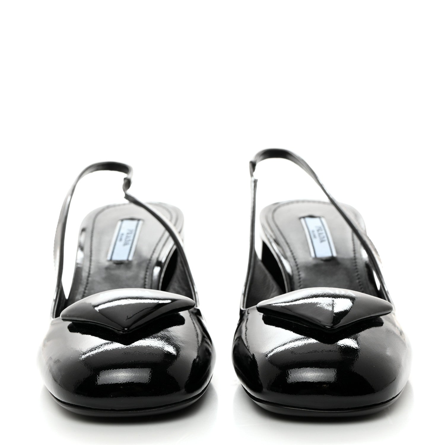 Prada Patent Triangle Logo Slingback Pumps 37 Cipria 2 of 8