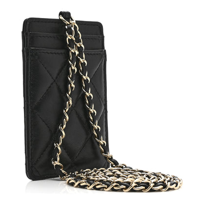 Chanel Lambskin Quilted Chanel Card Holder On Chain Black 2 of 6
