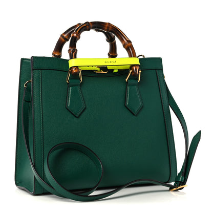 Gucci Wonka Grain Calfskin Small Diana Tote Bag Green Yellow Fluo 2 of 11