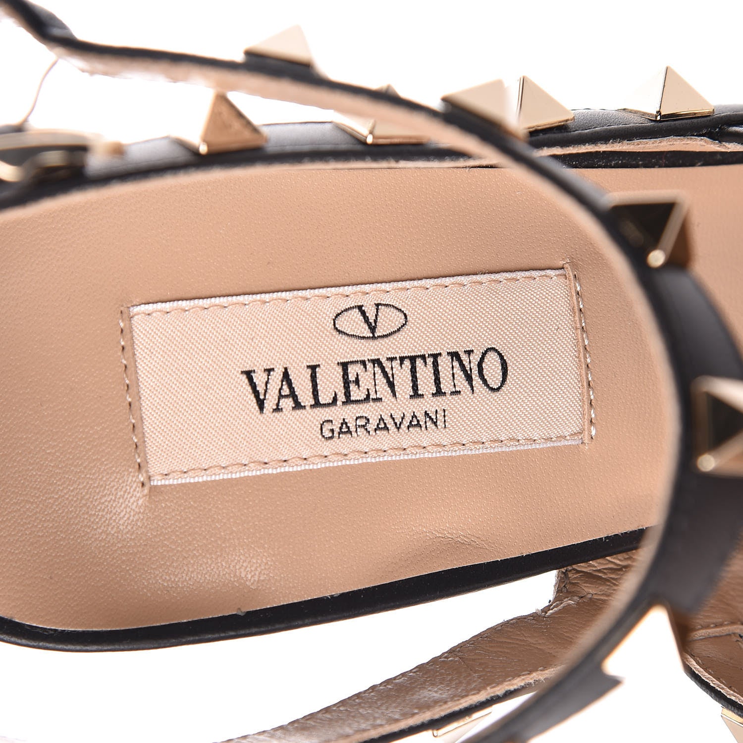 Valentino Garavani Pebbled Calfskin Rockstud Ankle Strap Pumps 39 Black 6 of 8