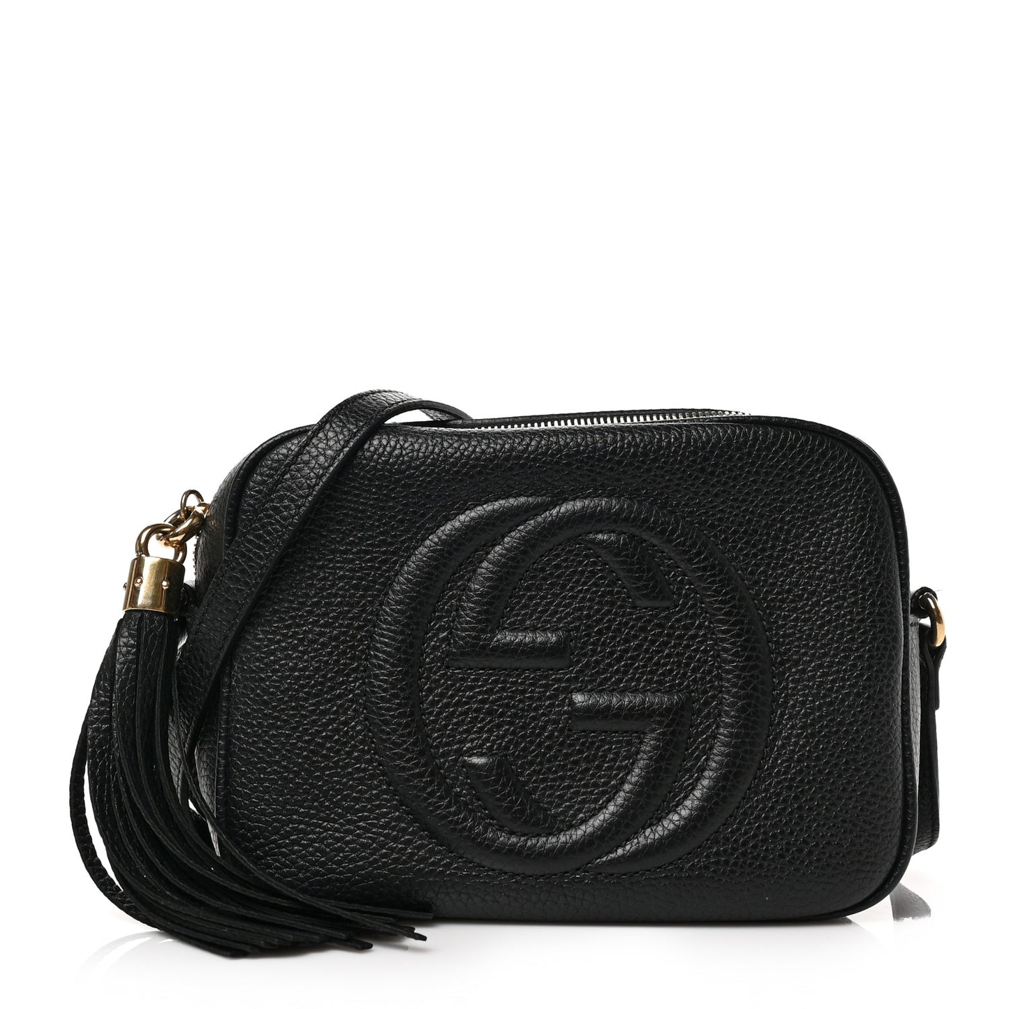 Pebbled Calfskin Small Soho Disco Bag Black