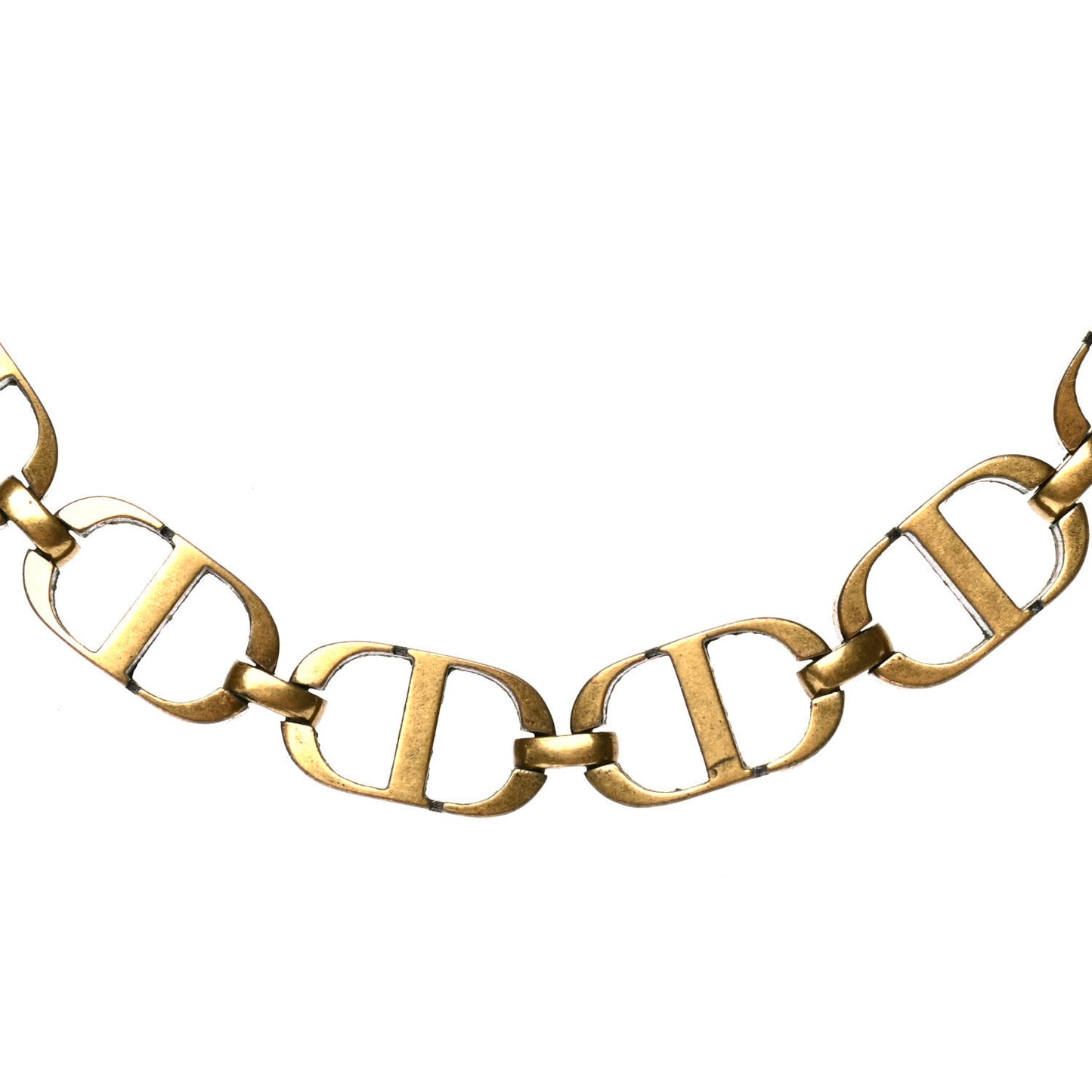 Metal CD Choker Necklace Aged Gold