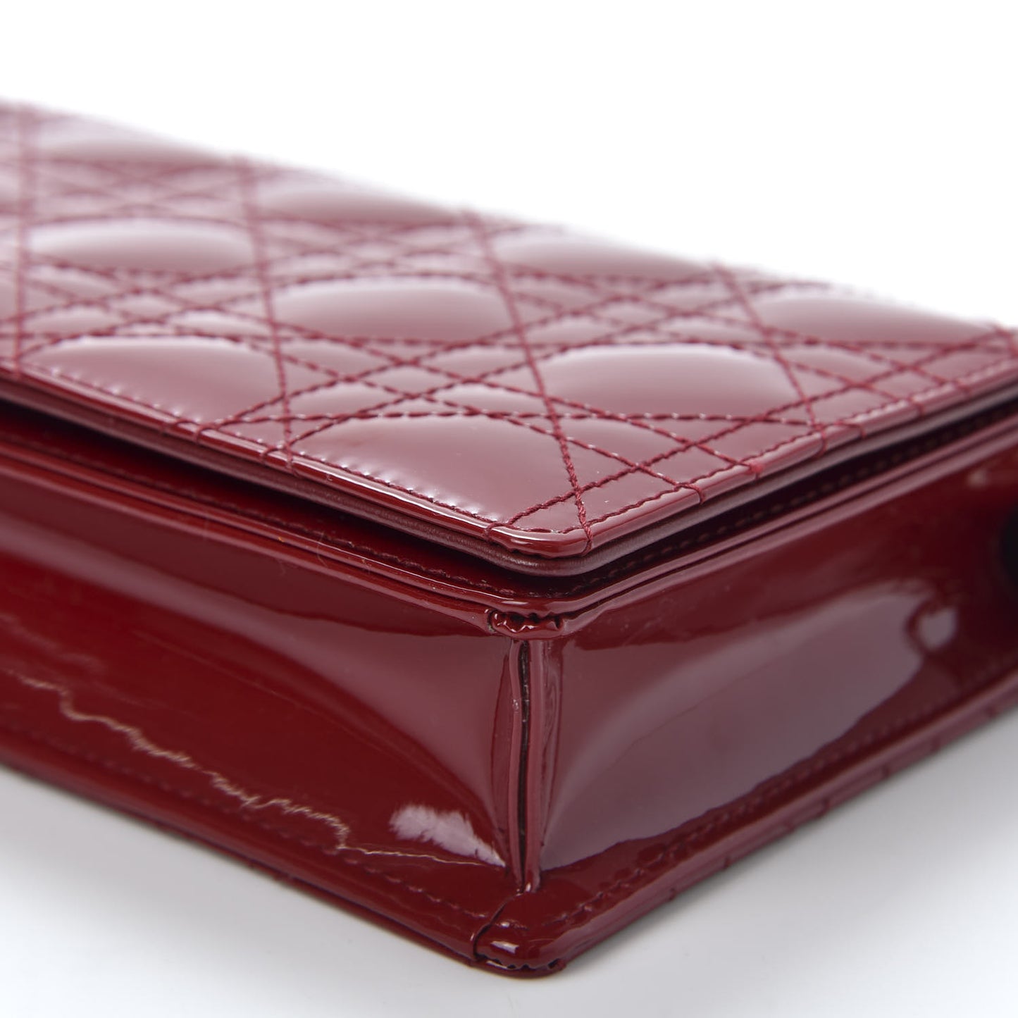Patent Cannage Lady Dior Clutch Red