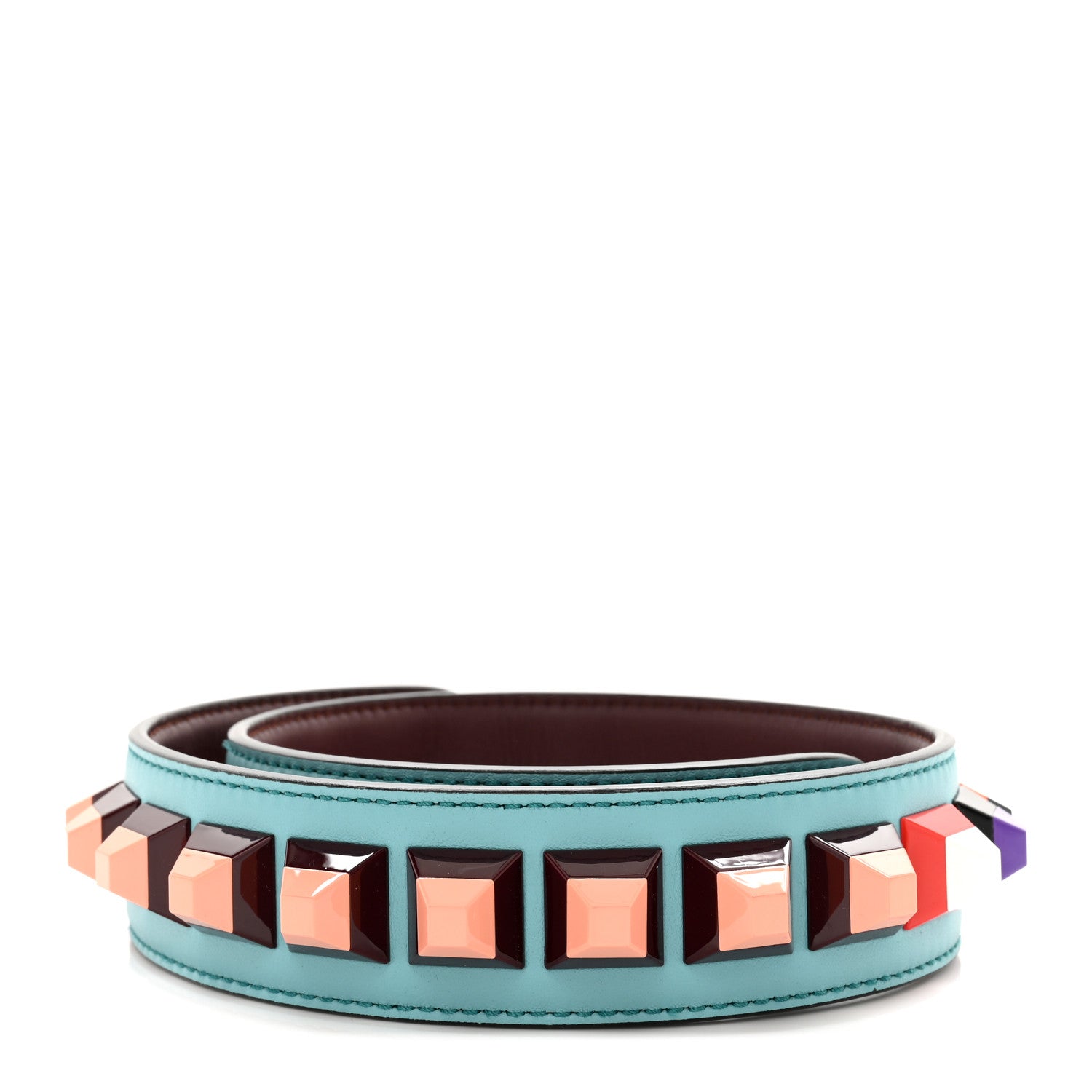 Fendi Vitello Dolce Plexiglass Bi-Color Studded Strap You Lagun Bordeaux Multicolor 2 of 3