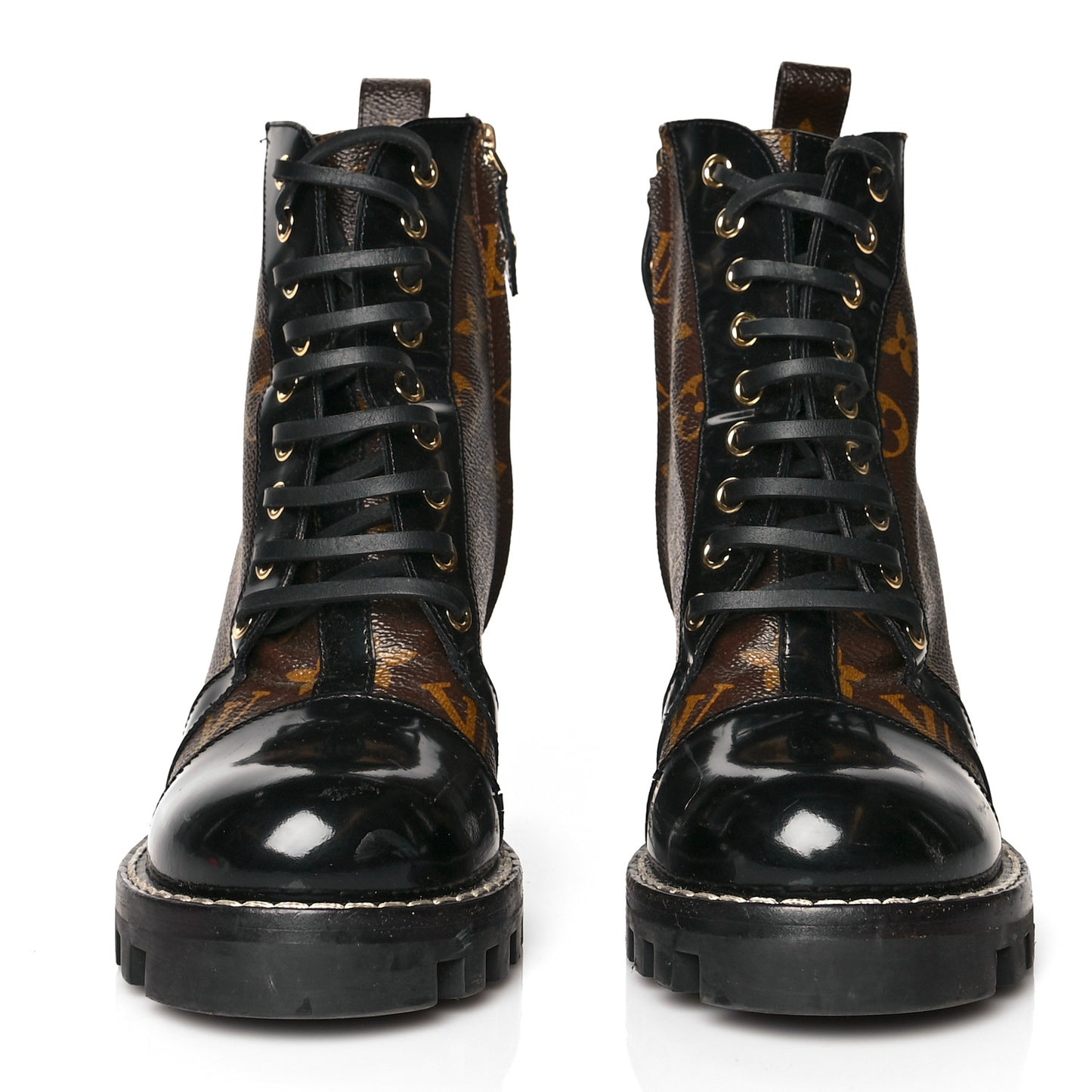 Patent Calfskin Monogram Star Trail Ankle Boots 37 Black