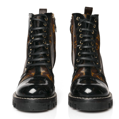 Louis Vuitton Patent Calfskin Monogram Star Trail Ankle Boots 37 Black 2 of 11