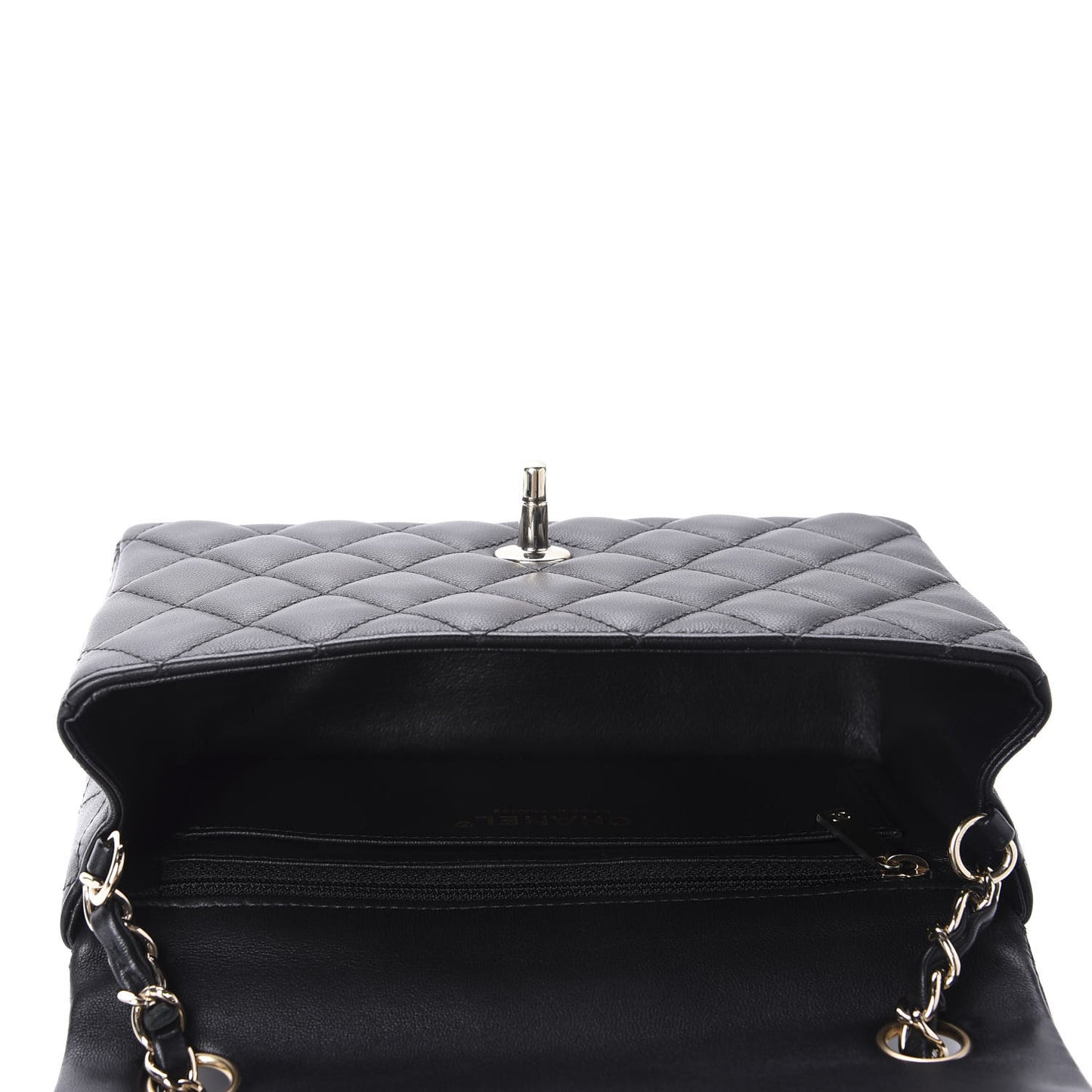 Lambskin Quilted Mini Rectangular Flap Black