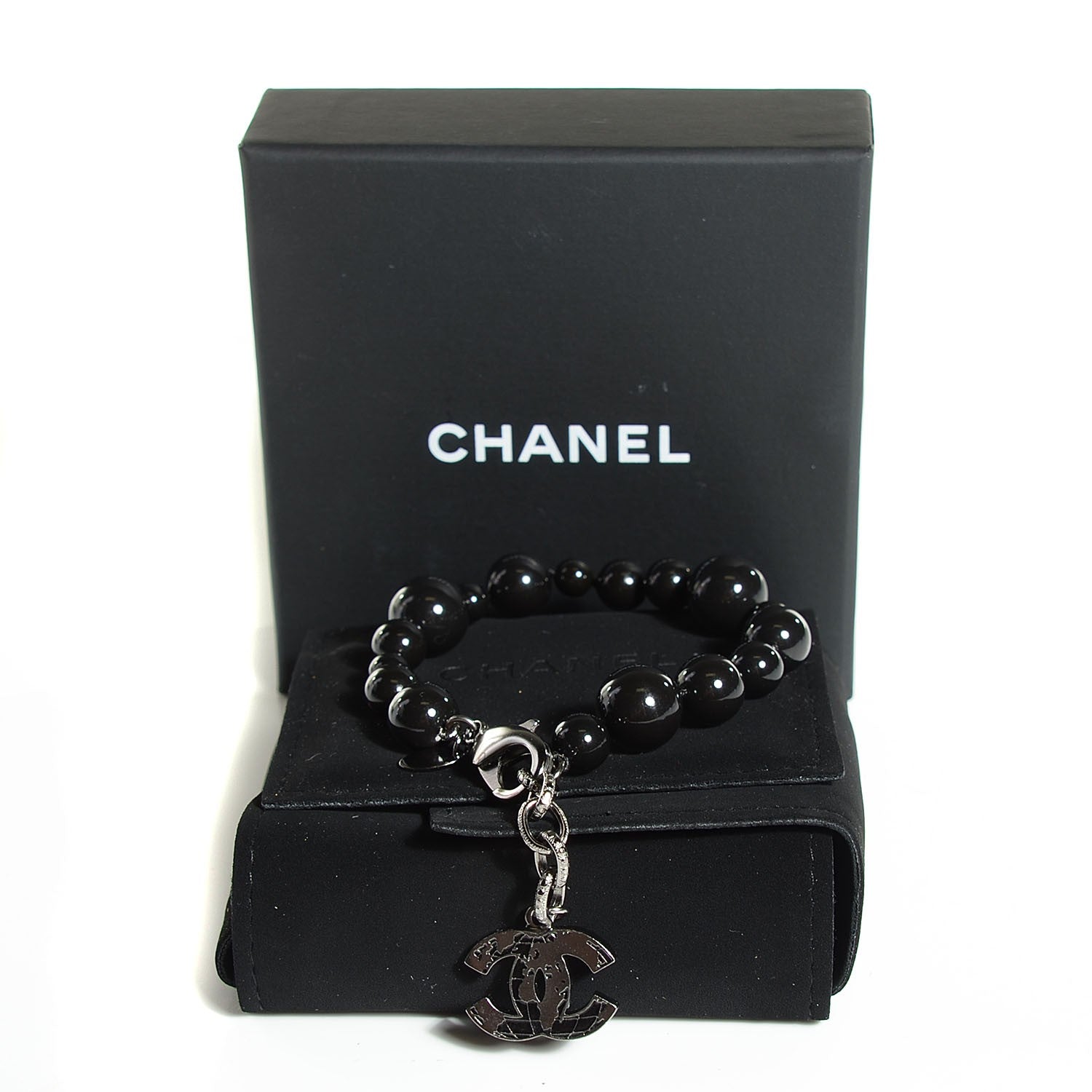 Chanel Glass Bead CC Map Bracelet Ruthenium Black 3 of 6