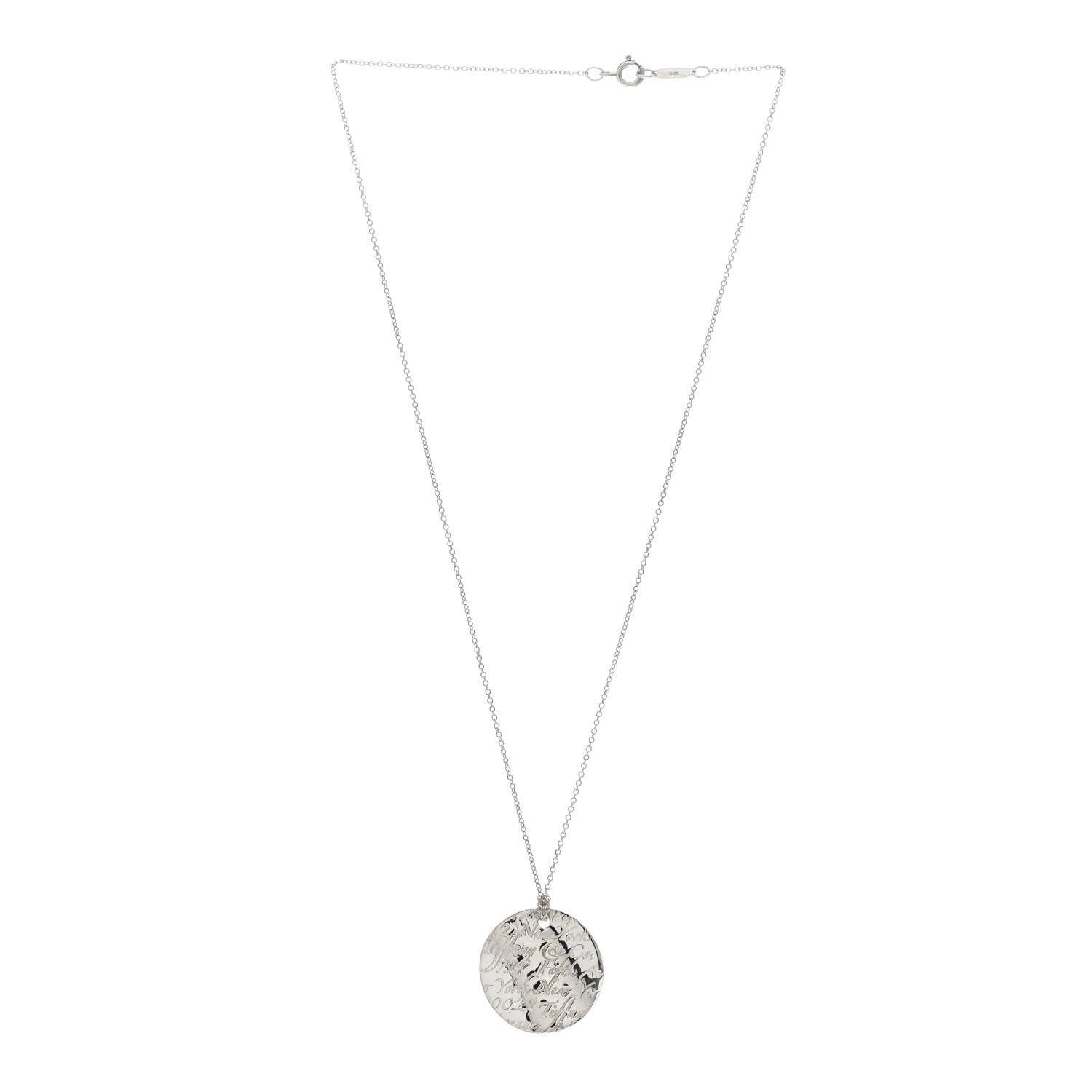 Tiffany Sterling Silver Notes Round Pendant Necklace 3 of 4