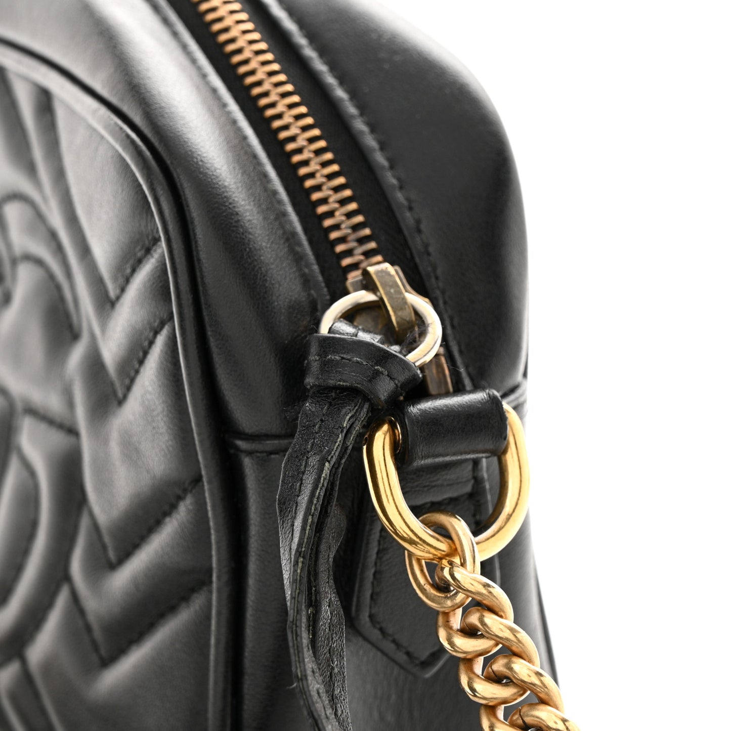 Calfskin Matelasse Mini GG Marmont Chain Shoulder Bag Black