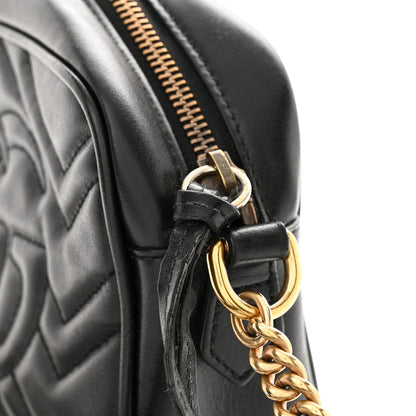 Gucci Calfskin Matelasse Mini GG Marmont Chain Shoulder Bag Black 14 of 18