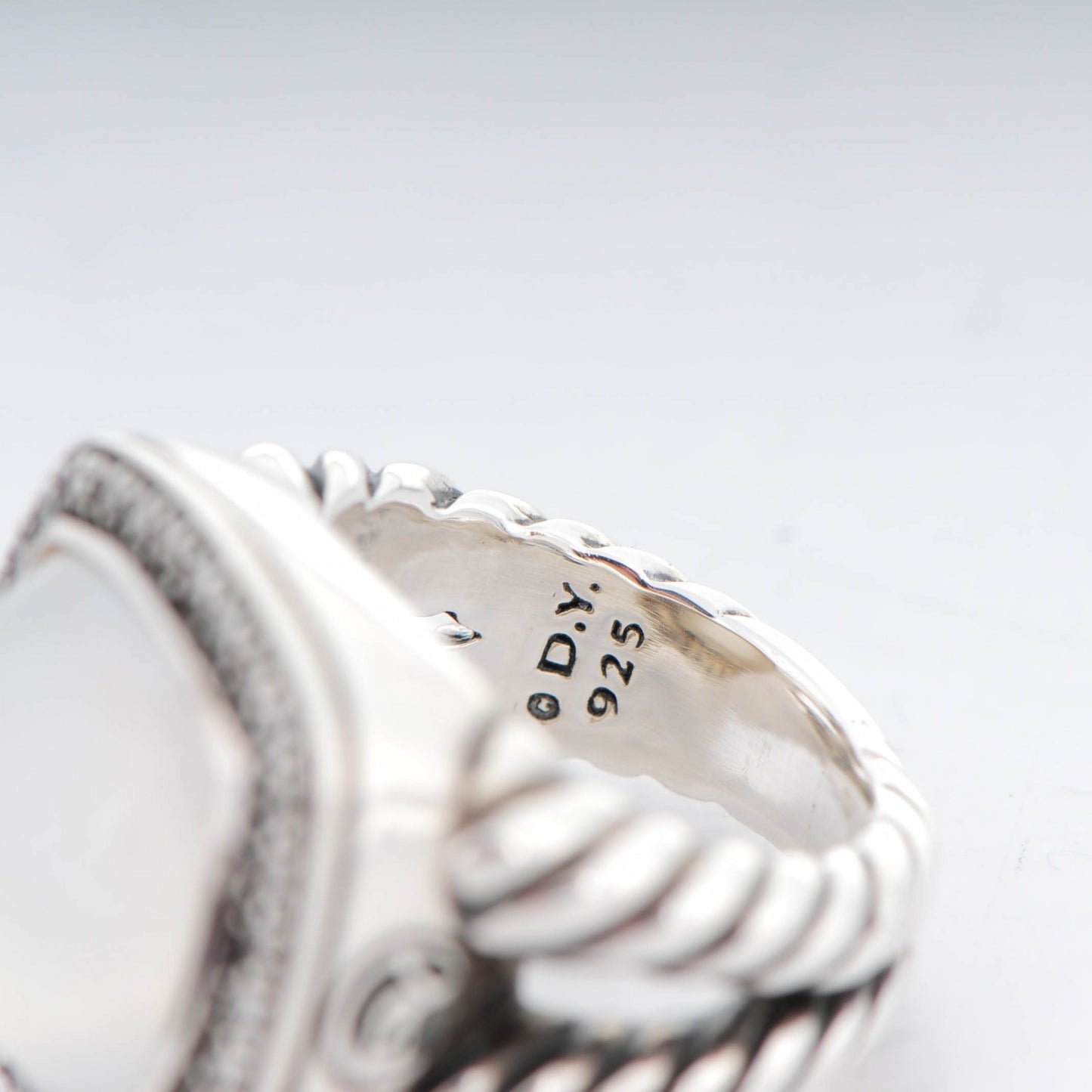 Sterling Silver Diamond Moon Quartz 14mm Albion Ring 50 5.5