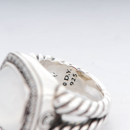 David Yurman Sterling Silver Diamond Moon Quartz 14mm Albion Ring 50 5.5 3 of 4