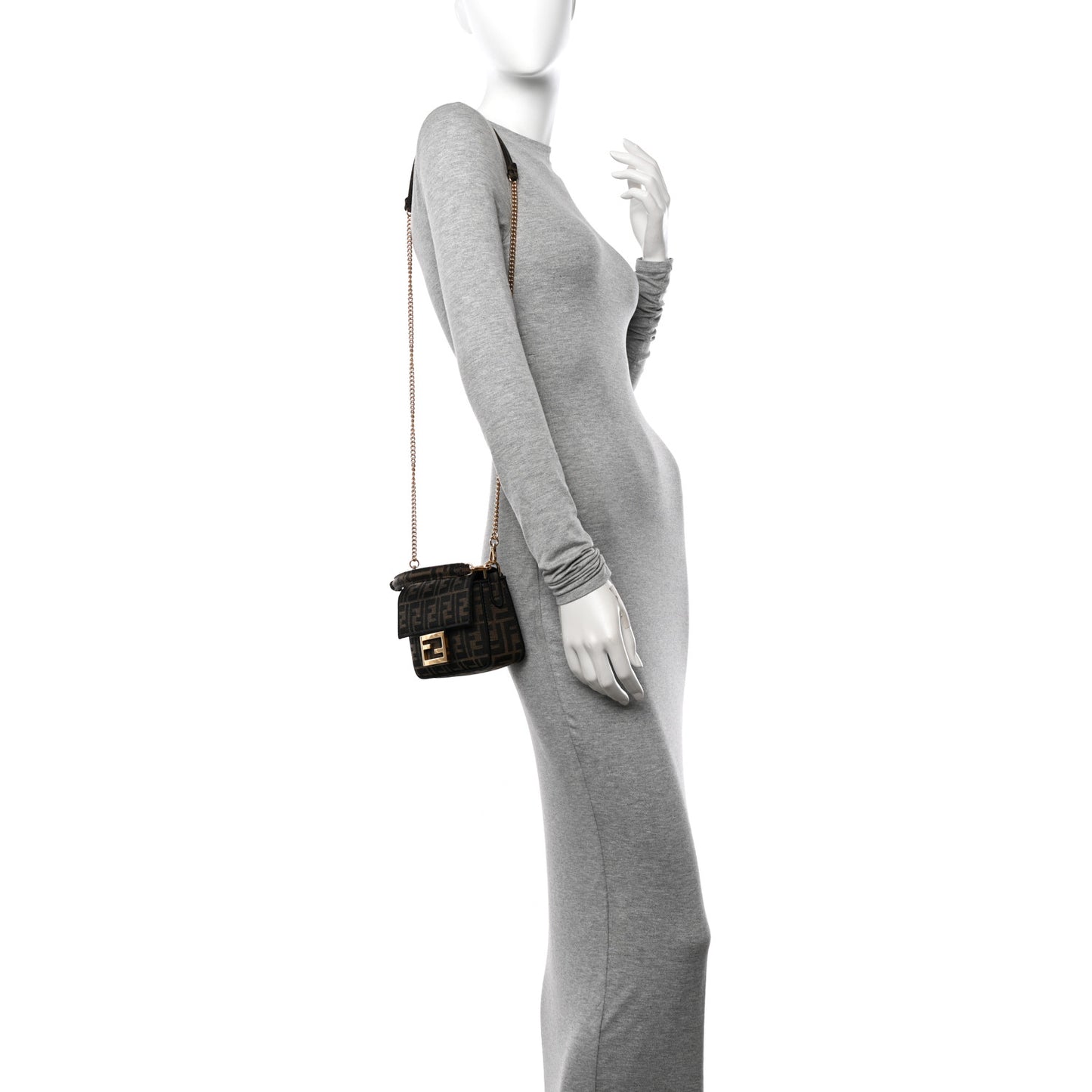 Fabric Jacquard FF 1974 Mini Baguette Tobacco Moro Black