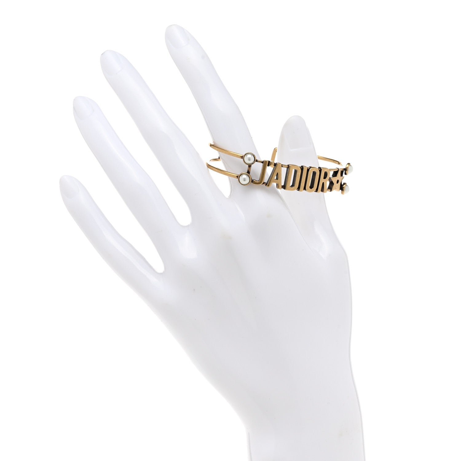 Christian Dior Metal Pearl J'Adior Bracelet Cuff Gold 2 of 6