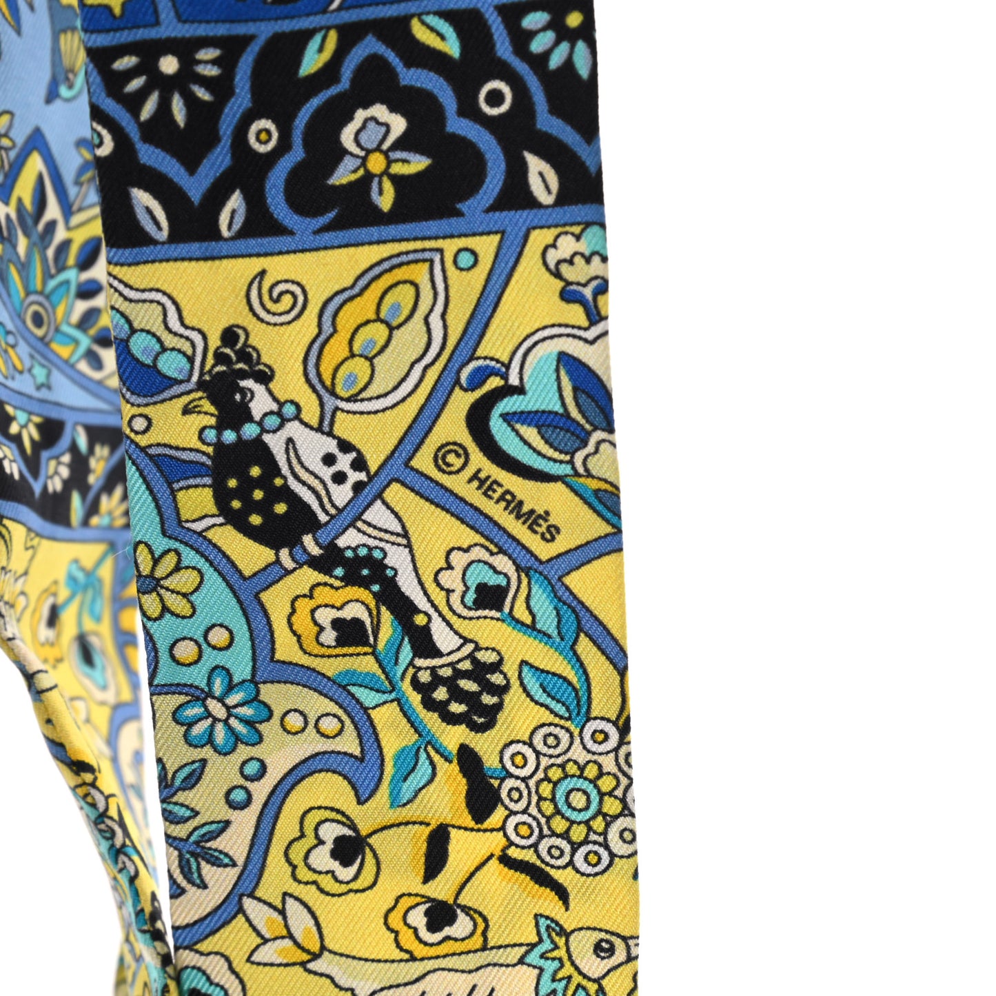 Silk Au Pays Des Oiseaux Fleurs Twilly Bleu Dur Jaune Vif Turquosie