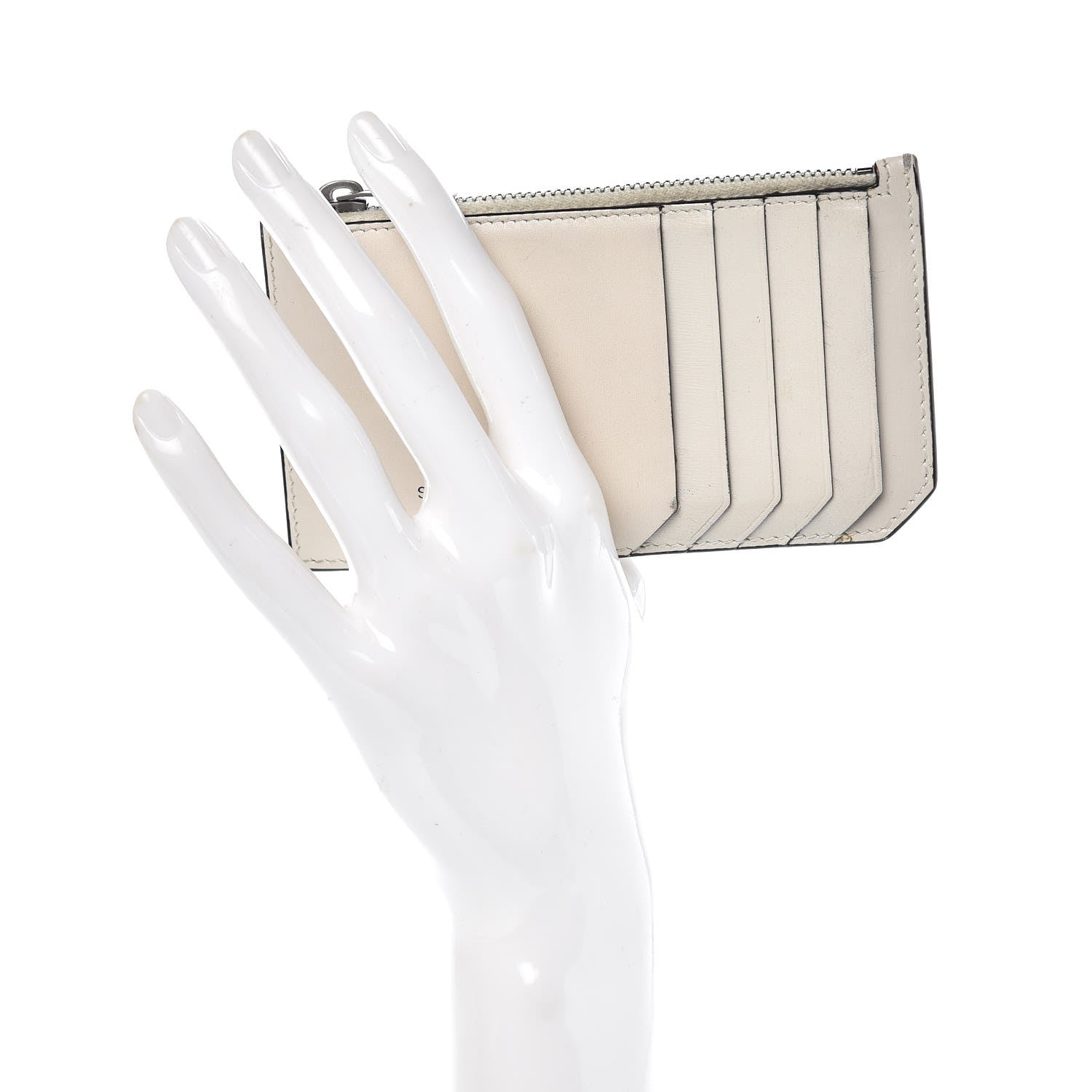 Saint Laurent Smooth Calfskin 5 Fragments Zip Pouch Card Holder Off White 2 of 8