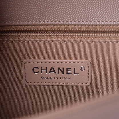 Chanel Caviar Chevron New Medium Boy Flap Dark Beige 6 of 13
