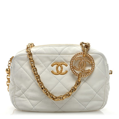 Chanel Lambskin Pearl Quilted CC Mini Camera Case White 1 of 11