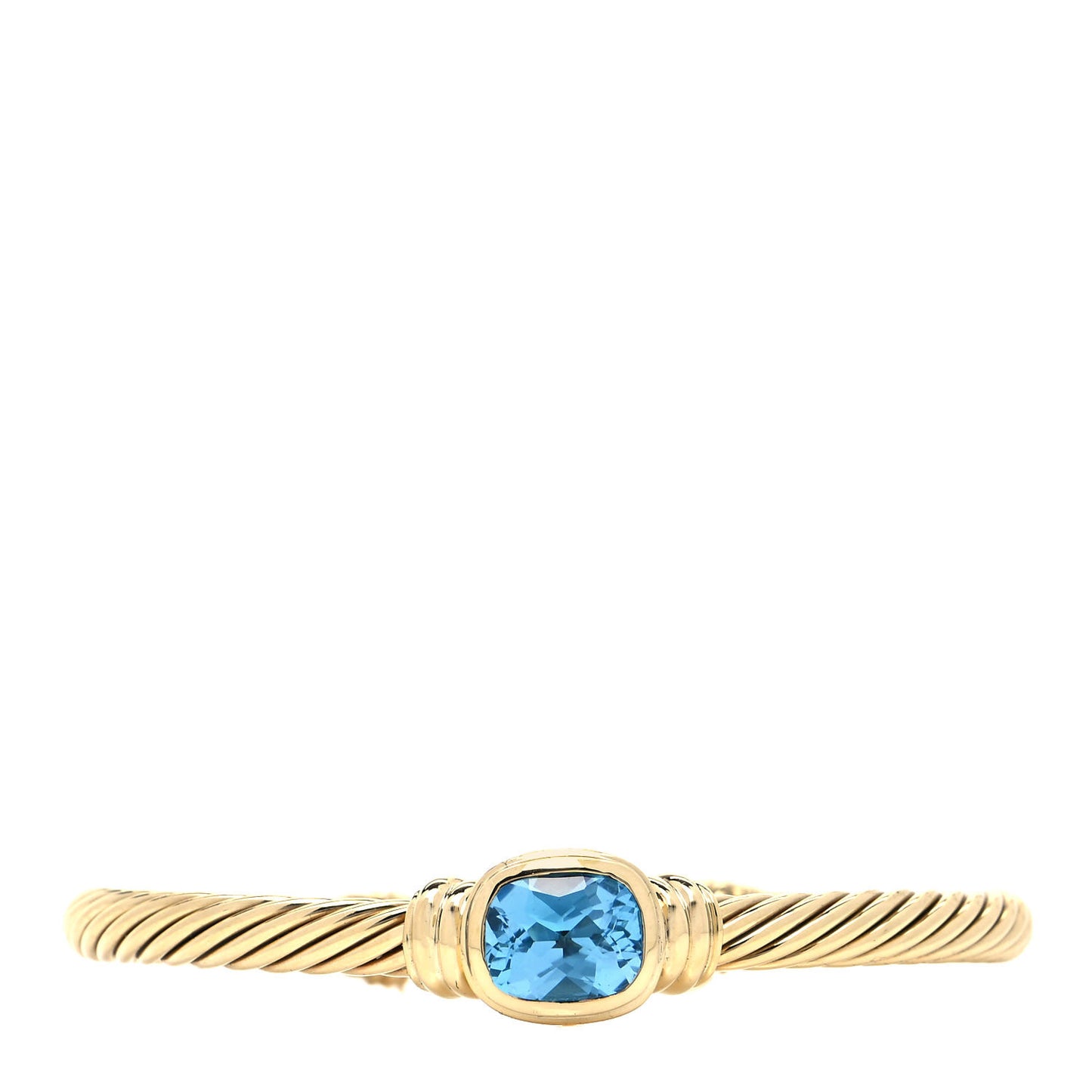 18K Yellow Gold Blue Topaz 5mm Noblesse Cable Bracelet