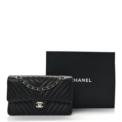Chanel Caviar Chevron Quilted Medium Double Flap Black 13 of 13